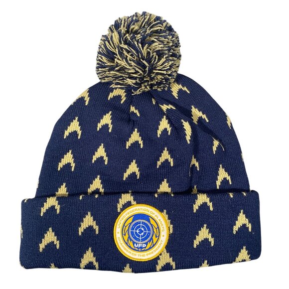 Star Trek Lovarzi Beanie Hat With United Federation Of Planets Logo & Pom Pom - Picture 1 of 6